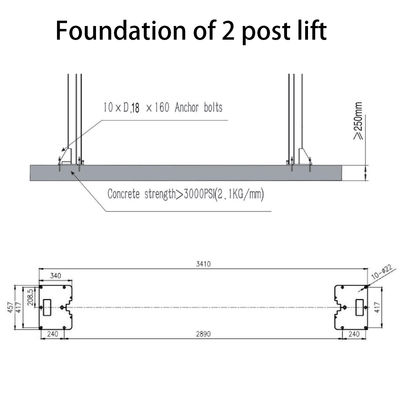 Dua Pos Hidrolik Lift 4T Kapasitas 2.2kw Untuk Bengkel