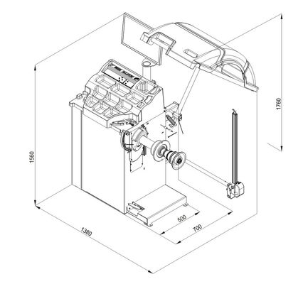 40mm Lead Screw LCD ban Wheel Balancing Machine Dengan Tool Box
